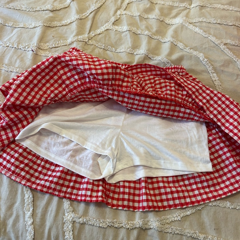 Wild Fable Red Gingham Skater Skort - Picture 2 of 6